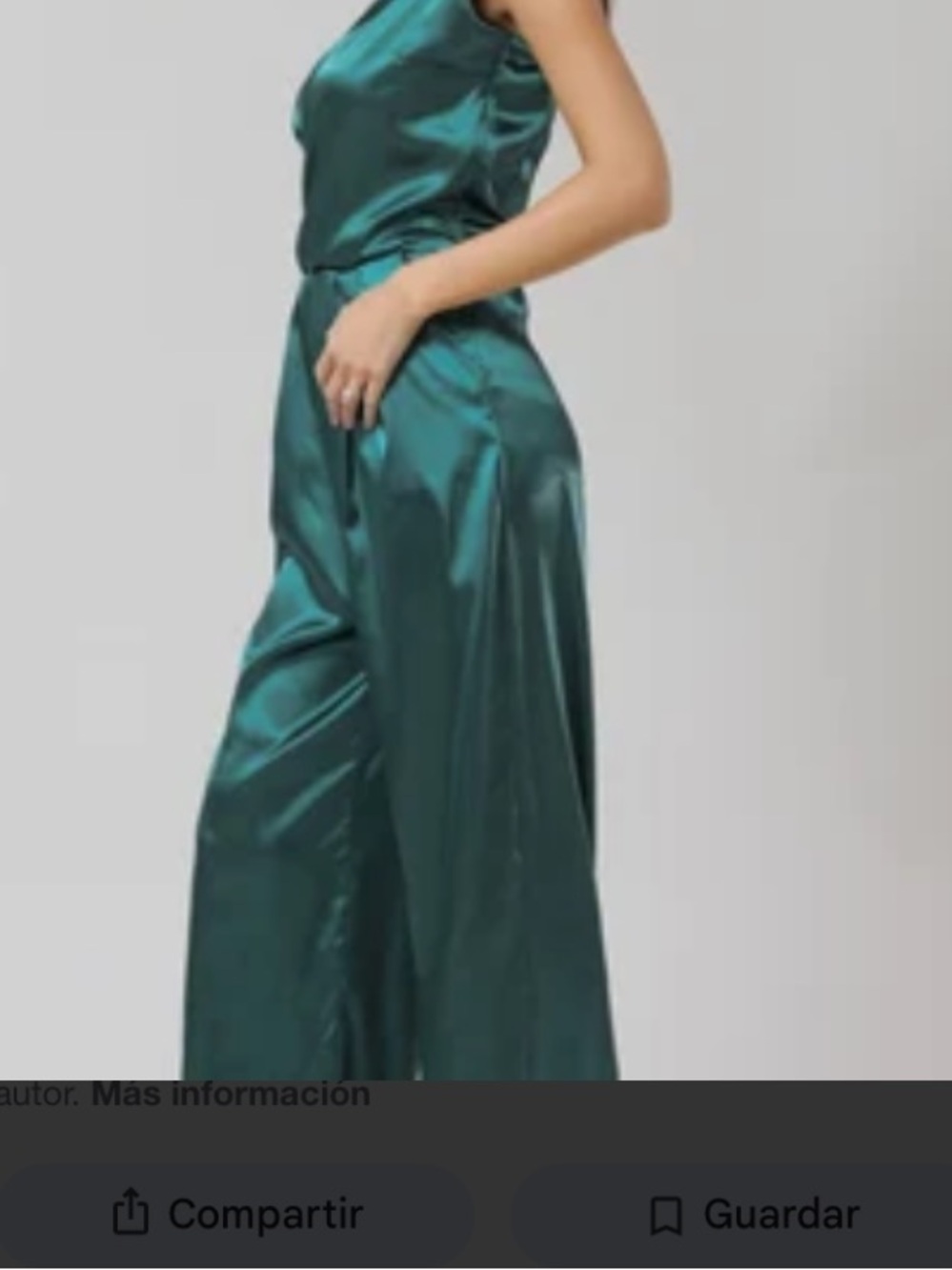Derek Heart Emerald Satin Wide-Leg Jumpsuit with Chain Straps